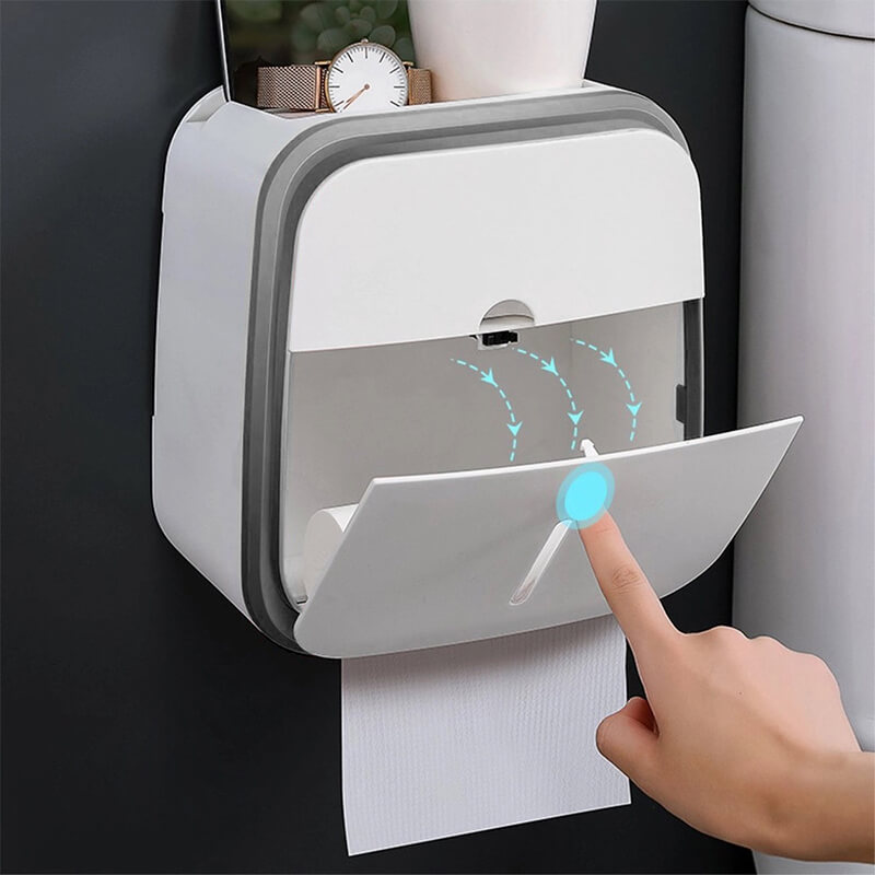 Soporte de papel higiénico con estante, soporte de papel higiénico de  Bjiotun, para almacenamiento de papel higiénico montado en la pared,  dispensador